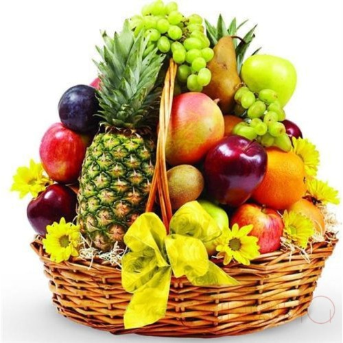 Deluxe Fruit Basket with Floral Decor (Regular)